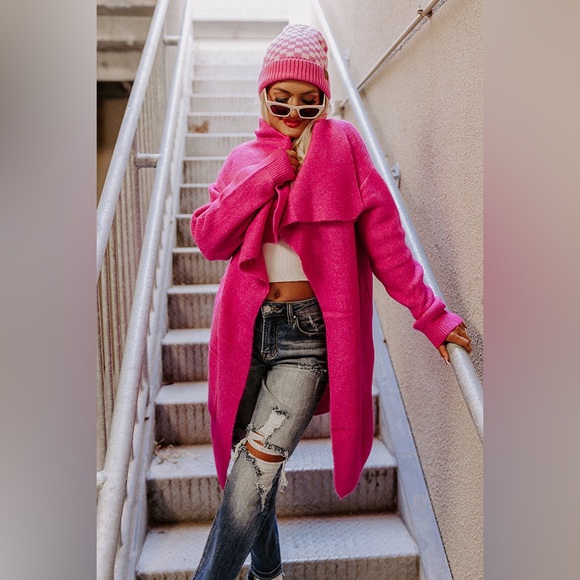 Impressions Sweaters - Impressions Hot Pink Cardigan FALL RETREAT CARDIGAN IN HOT PINK S/M